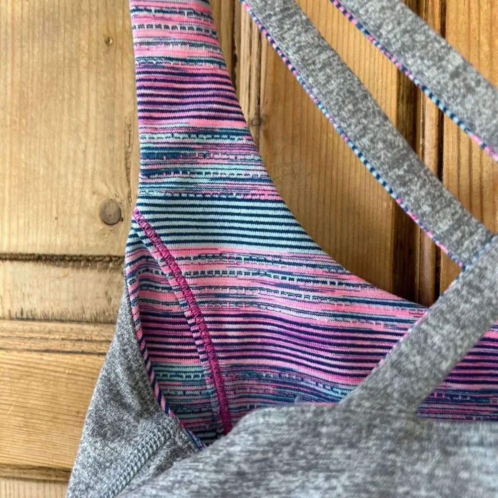 Lululemon Ivivva Reversible Sports Bra Gra‎ Pink Blue Strappy Girls Size 10?
